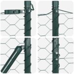 vidaXL Šesťuholníkové oplotenie Zelené 1.5x10 m Oceľ, vidaXL Oplotenie s hrotmi 7 ks Ø32 mm 170 cm Pozinkovaná oceľ – Obrázok 7