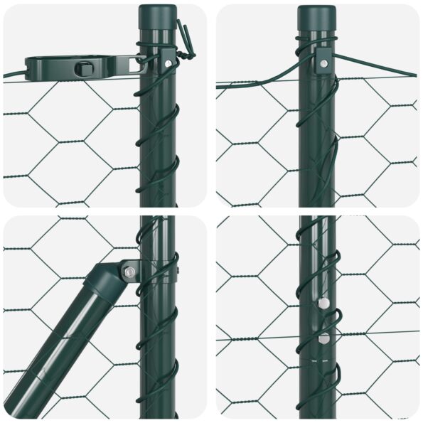 3353073_7.jpg vidaXL Šesťuholníkové oplotenie Zelené 1.5x10 m Oceľ, vidaXL Oplotenie s hrotmi 7 ks Ø32 mm 170 cm Pozinkovaná oceľ – Obrázok 7