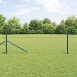 vidaXL Hexagonálna ohrada Zelená 0,4x25 m Kov, vidaXL stĺpy s hrotom 13 ks Ø32 mm 60 cm pozinkovaný kov