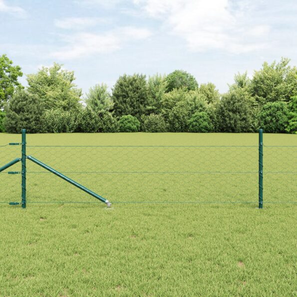 3353081_1.jpg vidaXL Hexagonálna ohrada Zelená 0,4x25 m Kov, vidaXL stĺpy s hrotom 13 ks Ø32 mm 60 cm pozinkovaný kov – Obrázok 1