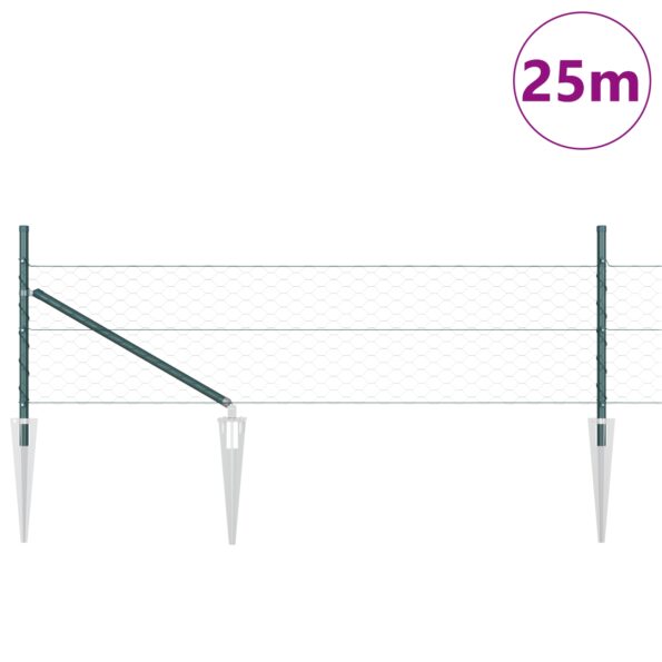 3353081_3.jpg vidaXL Hexagonálna ohrada Zelená 0,4x25 m Kov, vidaXL stĺpy s hrotom 13 ks Ø32 mm 60 cm pozinkovaný kov – Obrázok 3