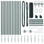 vidaXL Hexagon Fence Zelená 0.8x25 m Oceľ, vidaXL Oplotenie Stĺpiky s hrotom 13 ks Ø32 mm 100 cm žiarovo pozinkovaná oceľ – Obrázok 4