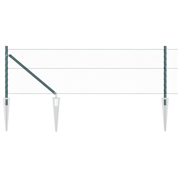 3353091_6.jpg Hexagonálne oplotenie vidaXL Zelené 0.8x25 m Oceľ, Oplotníkové stĺpiky vidaXL so špicom 13 ks Ø32 mm 100 cm pozinkovaná oceľ – Obrázok 6
