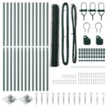 vidaXL Hexagónový plot Zelený 1.4x25 m Oceľ, vidaXL Plotové stĺpy so špičkou 13 ks Ø32 mm 160 cm Pozinkovaná oceľ – Obrázok 4