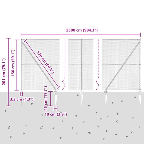 vidaXL súprava oplotenia súprava 2 zelená kov 25 x 1.5 m odolná – Obrázok 13