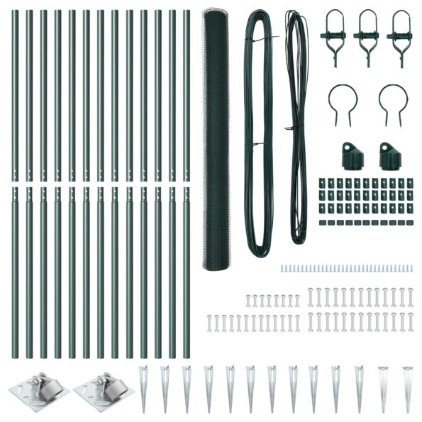 vidaXL súprava oplotenia súprava 2 zelená kov 25 x 1.5 m odolná – Obrázok 4