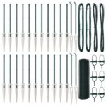 vidaXL Hexagonálne oplotenie Zelené 0,6x50 m Oceľ, vidaXL Oplotenie s hrotmi 13 ks Ø32 mm 80 cm Pozinkovaná oceľ – Obrázok 2