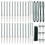 vidaXL hexagonálny plot zelený 0.8x50 m oceľ, vidaXL plotové stĺpy s vrtnou kotvou 13 ks Ø32 mm 100 cm pozinkovaná oceľ – Obrázok 2