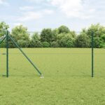 Hexagonálne oplotenie vidaXL Zelené 1x50 m Oceľ, Oplotenie vidaXL s hrotom 13 ks Ø32 mm 120 cm Pozinkovaná oceľ