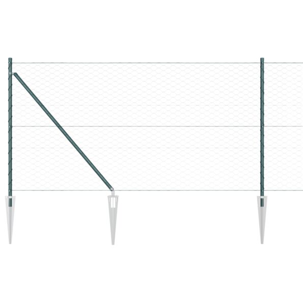 3353133_6.jpg Hexagonálne oplotenie vidaXL Zelené 1x50 m Oceľ, Oplotenie vidaXL s hrotom 13 ks Ø32 mm 120 cm Pozinkovaná oceľ – Obrázok 6
