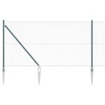 Hexagonálny plot vidaXL Zelený 1.2x50 m Oceľ, Stĺpy na plot vidaXL s hrotom 13 ks Ø32 mm 140 cm Pozinkovaná oceľ – Obrázok 2