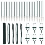Hexagonálny plot vidaXL Zelený 1.2x50 m Oceľ, Stĺpy na plot vidaXL s hrotom 13 ks Ø32 mm 140 cm Pozinkovaná oceľ – Obrázok 4