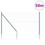 vidaXL šesťuholníkové oplocenie Zelené 1,2x50 m Oceľ, vidaXL stĺpy na oplocenie s hrotom 13 ks Ø32 mm 140 cm pozinkovaná oceľ – Obrázok 3