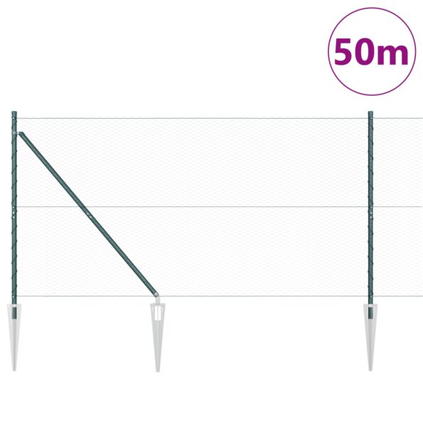 3353135_3.jpg vidaXL šesťuholníkové oplocenie Zelené 1,2x50 m Oceľ, vidaXL stĺpy na oplocenie s hrotom 13 ks Ø32 mm 140 cm pozinkovaná oceľ – Obrázok 3