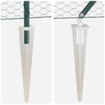 vidaXL šesťuholníkové oplocenie Zelené 1,2x50 m Oceľ, vidaXL stĺpy na oplocenie s hrotom 13 ks Ø32 mm 140 cm pozinkovaná oceľ – Obrázok 8