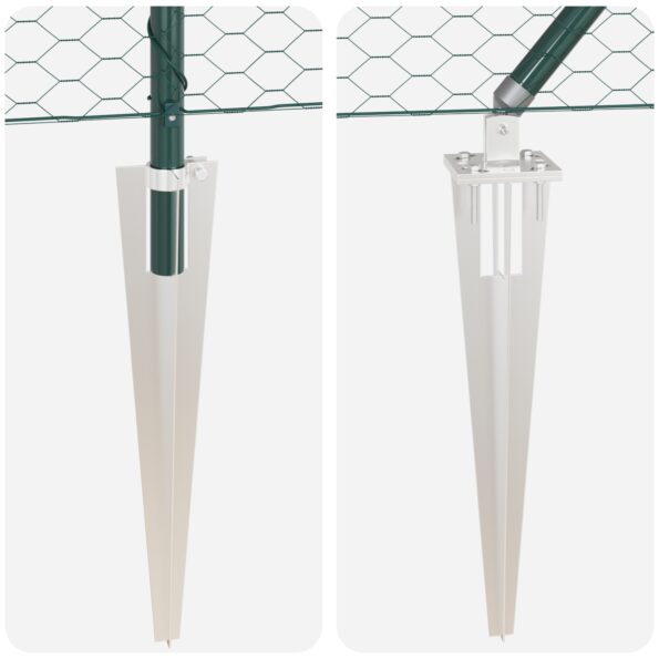 3353135_8.jpg vidaXL šesťuholníkové oplocenie Zelené 1,2x50 m Oceľ, vidaXL stĺpy na oplocenie s hrotom 13 ks Ø32 mm 140 cm pozinkovaná oceľ – Obrázok 8