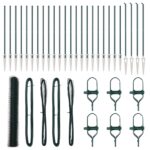 vidaXL hexagonový plot Zelený 1.2x50 m Oceľ, vidaXL plotové stĺpy so špicom 13 ks Ø32 mm 140 cm pozinkovaná oceľ – Obrázok 2