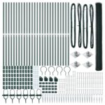 vidaXL Hexagónový plot Zelený 1,6x50 m Oceľ, vidaXL Plotové stĺpiky so špičkou 13 ks Ø32 mm 180 cm Pozinkovaná oceľ – Obrázok 4