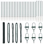 vidaXL Hexagonálny plot Zelený 1.6x50 m Oceľ, vidaXL Plotové stĺpy s kolíkom 13 ks Ø32 mm 180 cm Pozinkovaná oceľ – Obrázok 2