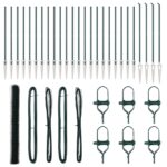Zelený hexagonálny plot vidaXL 1.6x50 m z ocele, Plotové stĺpy vidaXL s hrotom 13 ks Ø32 mm 180 cm pozinkovaná oceľ – Obrázok 2