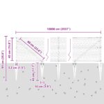 Hexagonová ohrada vidaXL Zelená 0.4x100 m Oceľ, Stĺpy ohrady vidaXL s hrotom 13 ks Ø32 mm 60 cm Galvanizovaná oceľ – Obrázok 13