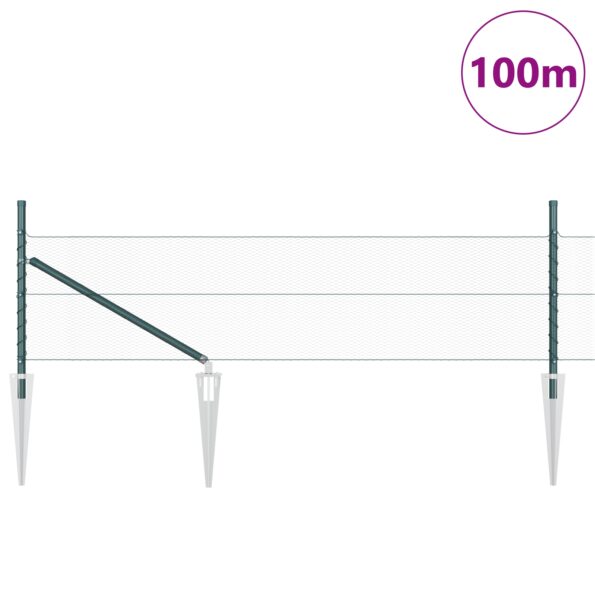 vidaXL Hexagonálne oplotenie zelené 0.5x100 m z ocele, vidaXL Oplotenie stĺpiky s hrotom 13 ks Ø32 mm 80 cm galvanizovaná oceľ – Obrázok 3