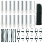 vidaXL Hexagónový plot Zelený 0.5x100 m Oceľ, vidaXL plotové stĺpiky so špicom 13 ks Ø32 mm 80 cm pozinkovaná oceľ – Obrázok 2