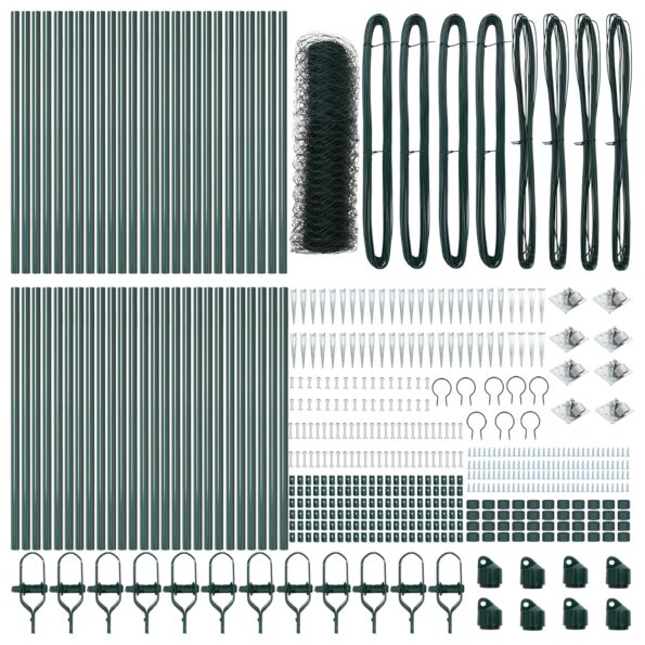 3353156_4.jpg vidaXL Hexagónový plot Zelený 0.5x100 m Oceľ, vidaXL plotové stĺpiky so špicom 13 ks Ø32 mm 80 cm pozinkovaná oceľ – Obrázok 4