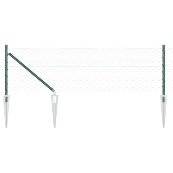 Hexagonálne oplotenie vidaXL Zelené 0.8x100 m Ocelové, Stĺpy na oplotenie vidaXL s kolíkmi 13 ks Ø32 mm 100 cm Pozinkovaná oceľ – Obrázok 6