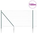 vidaXL Hexagon Fence Zelený 1x100 m Oceľ, vidaXL Plotové stĺpy so špicom 13 ks Ø32 mm 120 cm Pozinkovaná oceľ – Obrázok 3