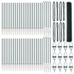 vidaXL Hexagonálny plot zelený 1.2x100 m oceľ, vidaXL plotové stĺpy s kotvou 13 ks Ø32 mm 140 cm pozinkovaná oceľ – Obrázok 2