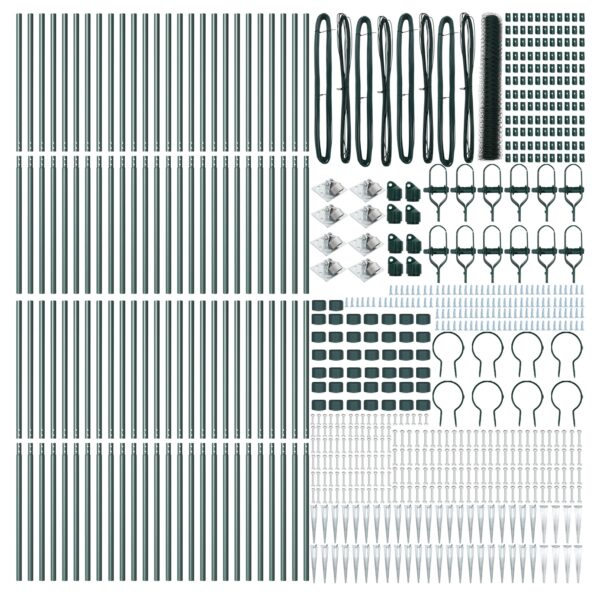 vidaXL Hexagon Plot Zelený 1,4x100 m Oceľ, vidaXL Plotové stĺpy so špicou 13 ks Ø32 mm 160 cm Pozinkovaná oceľ – Obrázok 4
