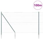 Hexagonálny plot vidaXL Zelený 1,5x100 m Oceľ, Plotové stĺpy vidaXL s hrotom 13 ks Ø32 mm 170 cm Pozinkovaná oceľ – Obrázok 3