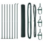 vidaXL hexagónový plot zelený 1x10 m oceľ, vidaXL plotové stĺpy s podlahovými doskami 7 ks Ø32mm 110cm pozinkovaná oceľ – Obrázok 2