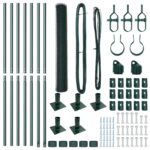 vidaXL hexagónový plot zelený 1x10 m oceľ, vidaXL plotové stĺpy s podlahovými doskami 7 ks Ø32mm 110cm pozinkovaná oceľ – Obrázok 4