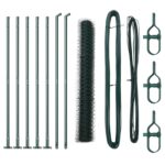 Hexagonálny plot vidaXL Zelený 1x10 m Oceľ, Stĺpy plotu vidaXL s základovými doskami 7 ks Ø32mm 110cm pozinkovaná oceľ – Obrázok 2