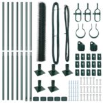 Zelený šesťuholníkový plot vidaXL 1.2x10 m z ocele, Plotové stĺpy vidaXL s podstavcami 7 kusov Ø32mm 68.5cm z pozinkovanej ocele – Obrázok 4