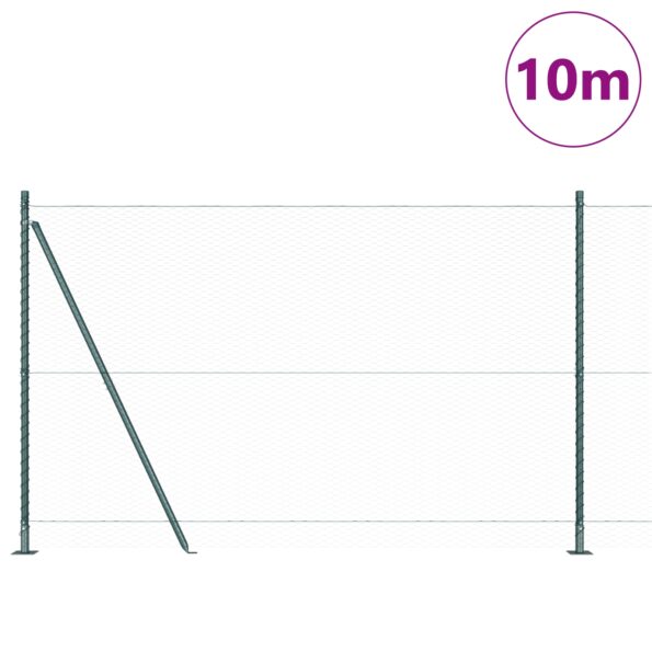 3353493_3.jpg vidaXL Zelené hexagonové oplotenie 1,5x10 m z ocele, vidaXL Stĺpiky oplotenia s podložkami 7 ks Ø32mm 83,5cm z pozinkovanej ocele – Obrázok 3