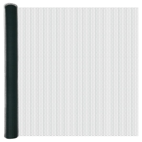 3353493_5.jpg vidaXL Zelené hexagonové oplotenie 1,5x10 m z ocele, vidaXL Stĺpiky oplotenia s podložkami 7 ks Ø32mm 83,5cm z pozinkovanej ocele – Obrázok 5