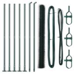 Hexagonový plot vidaXL zelený 1,5x10 m oceľ, Plotové stĺpy vidaXL s podkladovými doskami 7 ks Ø32mm 83,5cm pozinkovaná oceľ – Obrázok 2