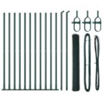 vidaXL Hexagonálny plot Zelený 0.8x25 m Oceľ, vidaXL Plotové stĺpy s podpornými doskami 13 ks Ø32mm 90cm Galvanizovaná oceľ – Obrázok 2