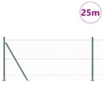 vidaXL Hexagonálny plot Zelený 0.8x25 m Oceľ, vidaXL Plotové stĺpy s podpornými doskami 13 ks Ø32mm 90cm Galvanizovaná oceľ – Obrázok 3