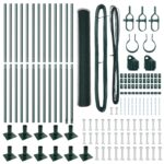vidaXL Hexagonálny plot Zelený 0.8x25 m Oceľ, vidaXL Plotové stĺpy s podpornými doskami 13 ks Ø32mm 90cm Galvanizovaná oceľ – Obrázok 4