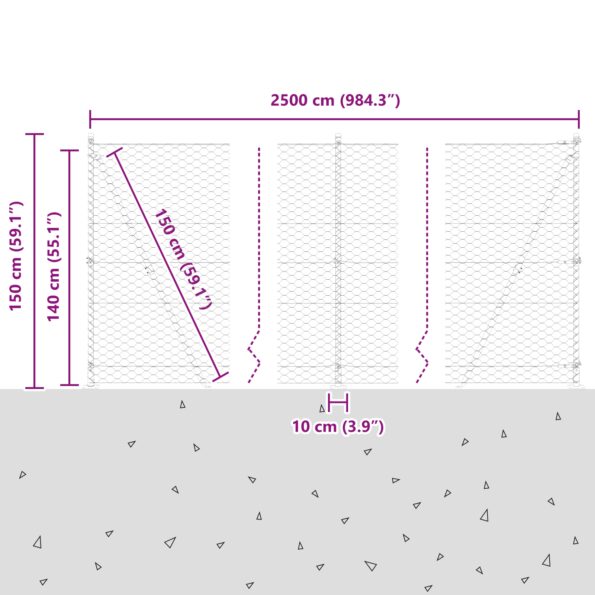 vidaXL Hexagonová ohrada Zelená 1,4x25 m Oceľ, vidaXL ohrady s podstavnými doskami 13 ks Ø32mm 78,5cm pozinkovaná oceľ – Obrázok 13