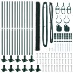 Zelený hexagonálny plot vidaXL 1,6x25 m Oceľ, Plotové stĺpy vidaXL s podstavcami 13 ks Ø32mm 88,5cm Pozinkovaná oceľ – Obrázok 4