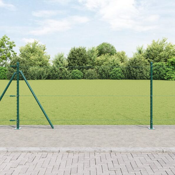 3353549_1.jpg Hexagonálny plot vidaXL Zelený 0,8x50 m Oceľ, Súprava stĺpikov vidaXL s základňami 13 ks Ø32mm 90cm pozinkovaná oceľ – Obrázok 1