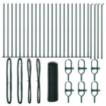 vidaXL Hexagon Fence Zelené 1x50 m Ocel, vidaXL Oplotenie stĺpy s podložkami 13 ks Ø32mm 110cm Pozinkovaná oceľ – Obrázok 2