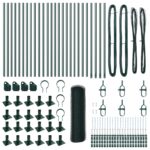 vidaXL Hexagon Fence Zelené 1x50 m Ocel, vidaXL Oplotenie stĺpy s podložkami 13 ks Ø32mm 110cm Pozinkovaná oceľ – Obrázok 4