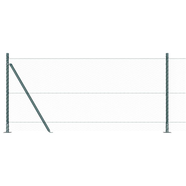 vidaXL Hexagon Fence Zelené 1x50 m Ocel, vidaXL Oplotenie stĺpy s podložkami 13 ks Ø32mm 110cm Pozinkovaná oceľ – Obrázok 6