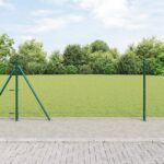 Zelené hexagonálne oplotenie vidaXL 1x50 m z ocele, Oplotenie vidaXL s základnými doskami 13 ks Ø32 mm 110 cm z pozinkovanej ocele